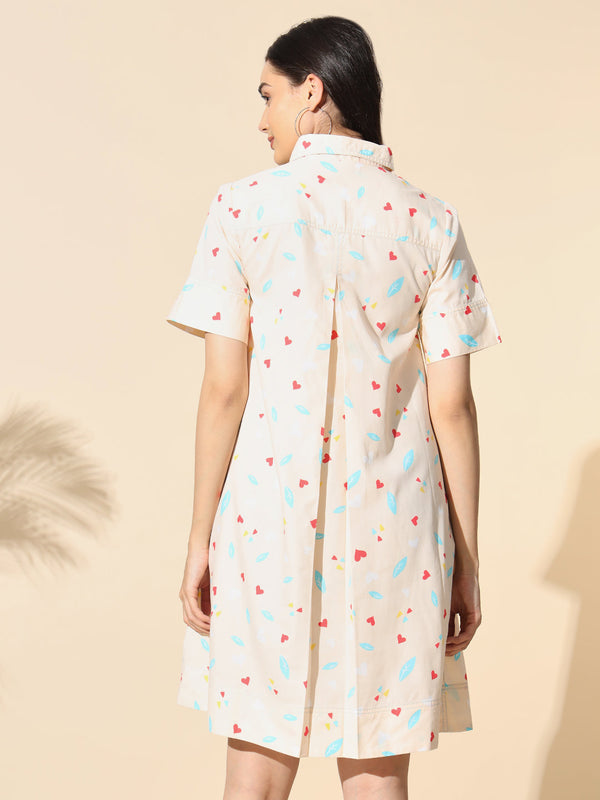 Cotton Printed A-line Tunic With Inverted Pleat- TU009