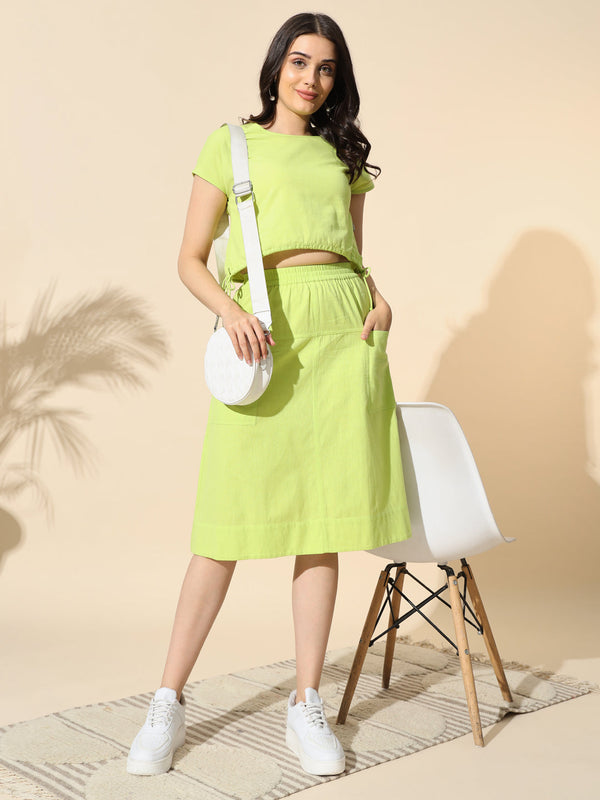 Cyber Lime Crop Top and Skirt- #CRD030