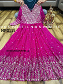 Lehariya Printed Georgette Gown With Dupatta-ISKWGN0506NP2111