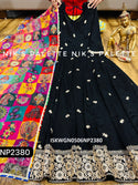 Embroidered Chinon Gown With Printed Georgette Dupatta-ISKWGN0506NP2380