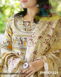Worli Printed Handloom Khadi Cotton Kurti With Pant And Khadi Dupatta-ISKWSU1606PPC/D1221