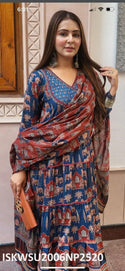 Mughal Printed Cotton Anarkali Kurti With Pant And Dupatta-ISKWSU2006NP2520