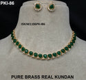 Pure Brass Real Kundan Necklace Set-ISKJW1106PK-I86