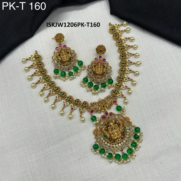Pure Brass Real Temple Necklace Set-ISKJW1206PK-T-160