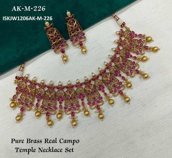 Pure Brass Real Temple Necklace Set-ISKJW1206AK-M-226