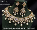 Pure Brass Real Kundan Necklace Set-ISKJW1306PK-231