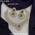 Pure Brass Real Kundan Necklace Set-ISKJW1306PK-A326