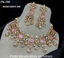 Pure Brass Real Kundan Necklace Set-ISKJW1306PK-390