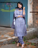 Hand Batik Printed Chanderi Kurti With Pant And Shibori Printed Dupatta-ISKWSU2406PPC/D1412