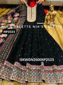 Modal Chanderi Gown With Floral Printed Organza Dupatta-ISKWGN2606NP2523
