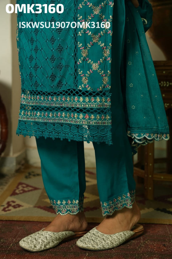 Embroidered Rayon Schiffli Kurti With Pant And Dupatta-ISKWSU1907OMK3160