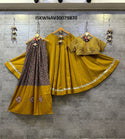 Embroidered Cotton Lehenga With Blouse And Printed Dupatta-ISKWNAV30079870