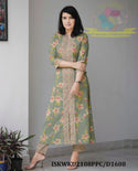 Floral Printed A-Line Cotton Kurti With Zigzag Printed Pant-ISKWKU2108PPC/D1608