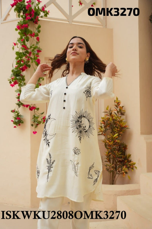 Digital Printed Cotton Kurti With Pant-ISKWKU2808OMK3270