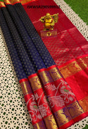 Paithani Weaved Handloom Kapu dam Silk Saree With Contrast Blouse-ISKWSR290599912