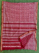 Ajrakh Hand Block Printed Cotton Saree With Blouse-ISKWSR200647001