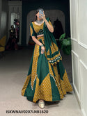 Printed Cotton Lehenga With Blouse And Dupatta-ISKWNAV0207LNB1620