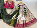 Patola Printed Gaji Silk Lehenga With Blouse And Dupatta-ISKWNAV13054233