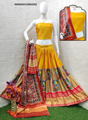 Digital Printed Zari Gota Silk Lehenga With Blouse And Dupatta-ISKWNAV13054242