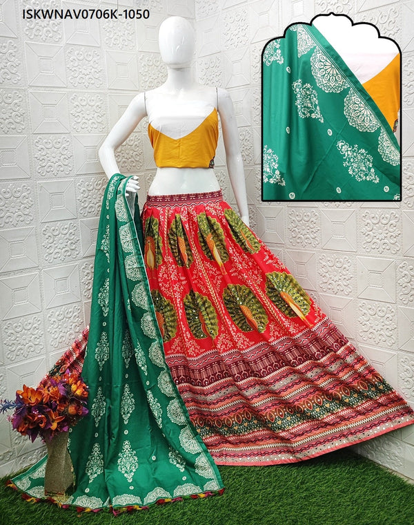 Digital Printed Butter Silk Lehenga With Blouse And Dupatta-ISKWNAV0706K-1050