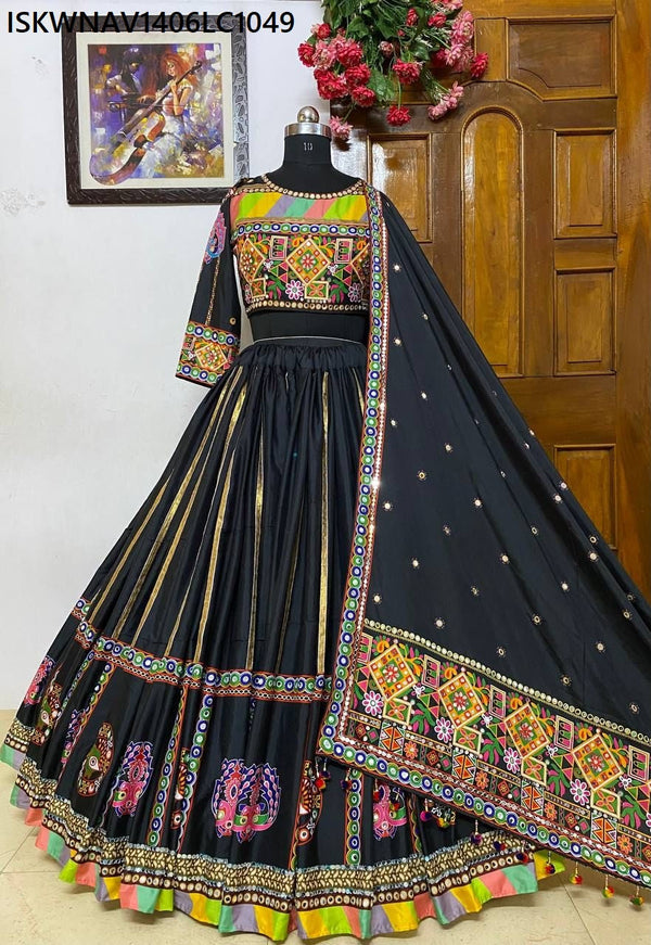 Digital Printed Butter Silk Lehenga With Blouse And Dupatta-ISKWNAV1406LC1049