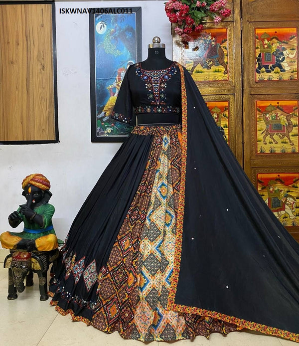 Digital Printed Maslin Cotton Lehenga With Blouse And Dupatta-ISKWNAV1406ALC011