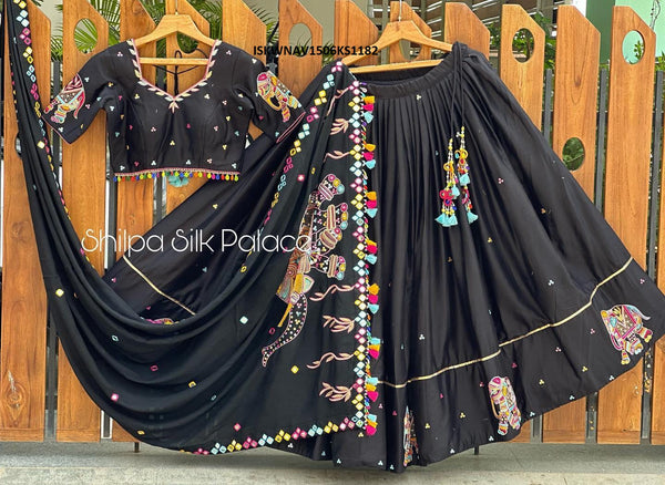 Digital Printed Butter Silk Lehenga With Blouse And Dupatta-ISKWNAV1506KS1182