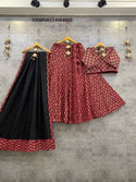 Kalamkari Printed Cotton Lehenga With Blouse And Dupatta-ISKWNAV24064625