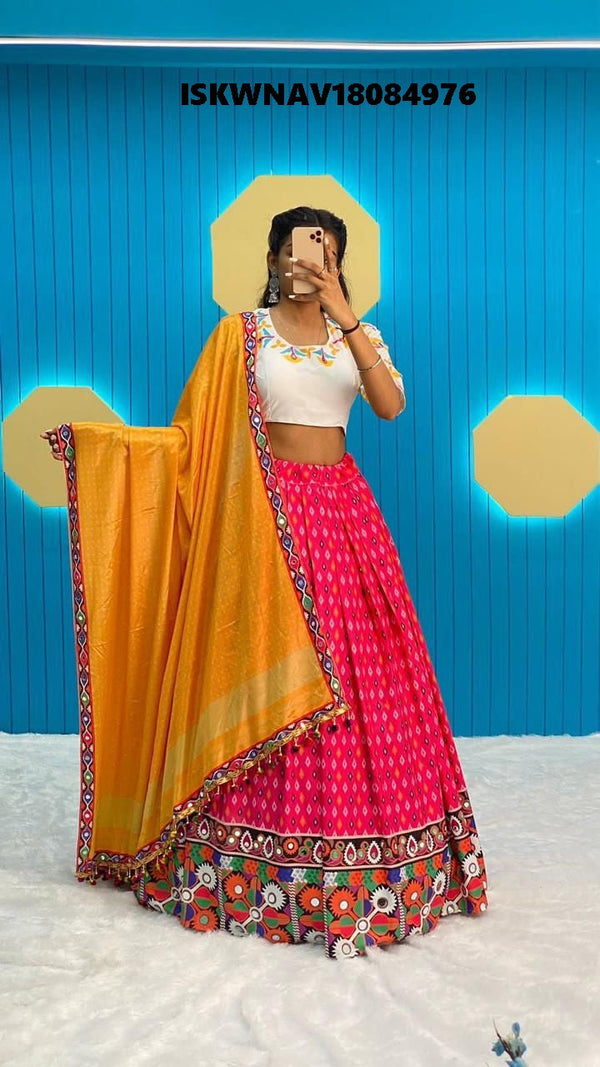 Printed Crepe Lehenga With Blouse And Chinon Dupatta-ISKWNAV18084976