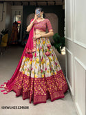 Floral And Patola Printed Tussar Silk Lehenga With Blouse And Dupatta-ISKWLH25124608