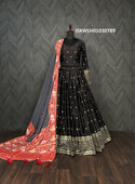 Embroidered Silk Lehenga With Blouse And Digital Printed Maslin Dupatta-ISKWLH01030789